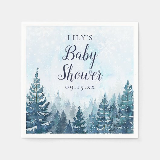 Winter Rustikale Pine Tree Forest Baby Dusche Serviette (Vorderseite)