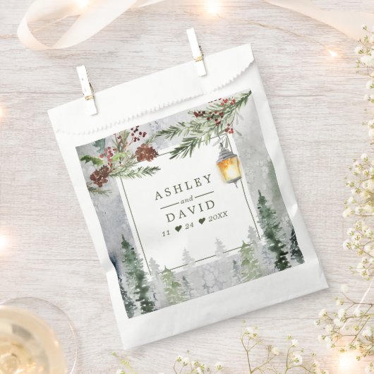 Winter Rustikale Pine Trees Lantern Botanische Hoc Geschenktütchen (Ausgeschnitten)