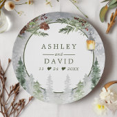 Winter Rustikale Pine Trees Lantern Botanische Hoc Pappteller