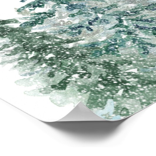 Winter Rustikale Pine Trees Lantern Botanische Hoc Poster (Ecke)