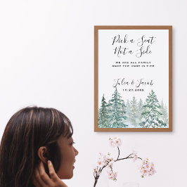 Winter Rustikale Pine Trees Lantern Botanische Hoc Poster