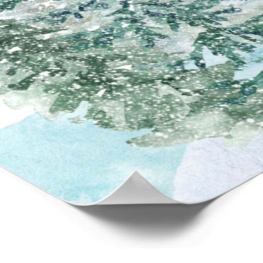 Winter Rustikale Pine Trees Lantern Botanische Hoc Poster (Ecke)