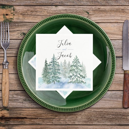 Winter Rustikale Pine Trees Lantern Botanische Hoc Serviette