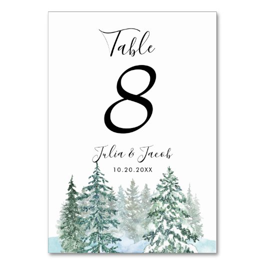 Winter Rustikale Pine Trees Lantern Botanische Hoc Tischnummer (Vorderseite)