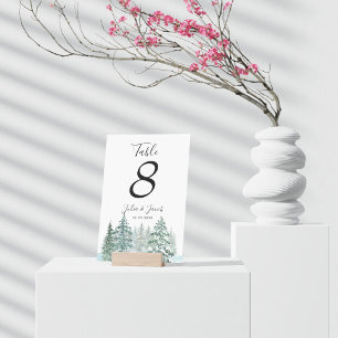Winter Rustikale Pine Trees Lantern Botanische Hoc Tischnummer