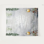 Winter Rustikale Pine Trees Lantern Hochzeitssembl Wandteppich (Vorderseite (Horizontal))
