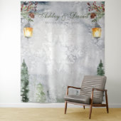 Winter Rustikale Pine Trees Lantern Hochzeitssembl Wandteppich (Beispiel)