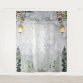 Winter Rustikale Pine Trees Lantern Hochzeitssembl Wandteppich (Vorderseite)