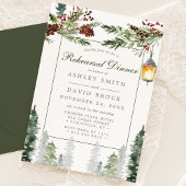 Winter Rustikale Pinienbäume Botanische Laterne Einladung