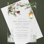 Winter Rustikale Pinienbäume Botanische Laternenho Acryleinladungen