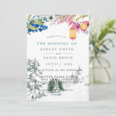 Winter Rustikale Pinienbäume Botanische Laternenho Einladung (Stehend Vorderseite)