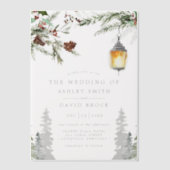 Winter Rustikale Pinienbäume Botanische Laternenho Pergament Einladungen (Vorderseite)