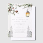 Winter Rustikale Pinienbäume Botanische Laternenho Pergament Einladungen (Versetzt)