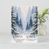 Winter Rustikale Pinienbäume Einladung zur Hochzei (Stehend Vorderseite)