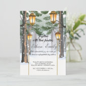 Winter Rustikale Pinienbäume Einladung zur Hochzei (Stehend Vorderseite)