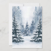 Winter Rustikale Pinienbäume Einladung zur Hochzei (Rückseite)