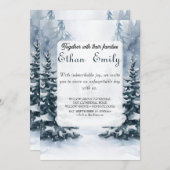 Winter Rustikale Pinienbäume Einladung zur Hochzei (Vorne/Hinten)