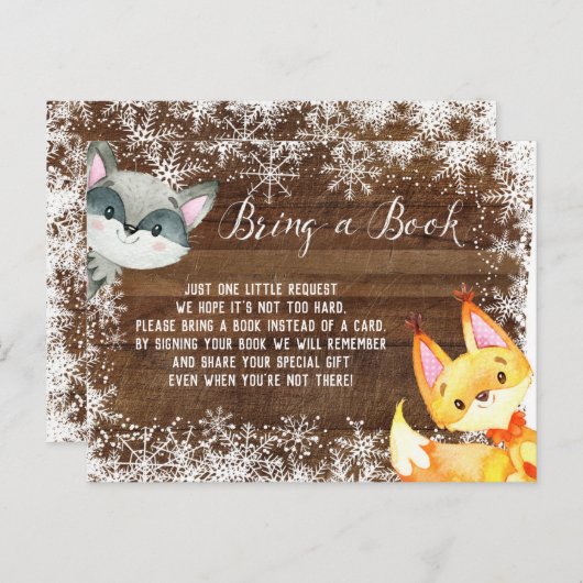 Winter Rustikale Tierholzbücher für Kinderkarte Postkarte (Vorne/Hinten)