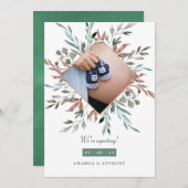 Winter Rustikale Vegetation Foto Schwangerschaft Ankündigung (Vorne/Hinten)