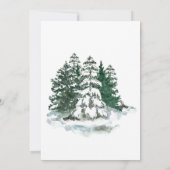 Winter Rustikale Wasserfarbe Grüne Pinien Hochzeit Einladung (Rückseite)