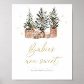 Winter Rustikale Weihnachtsbäume Babies sind süß Poster (Vorne)