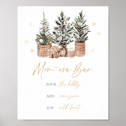 Winter Rustikale Weihnachtsbäume Momosa Bar Poster (Vorne)