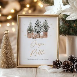Winter Rustikale Weihnachtsbäume Windeln Raffle Poster
