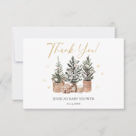 Winter Rustikale Weihnachtsbaumen Dankeskarte (Vorderseite)