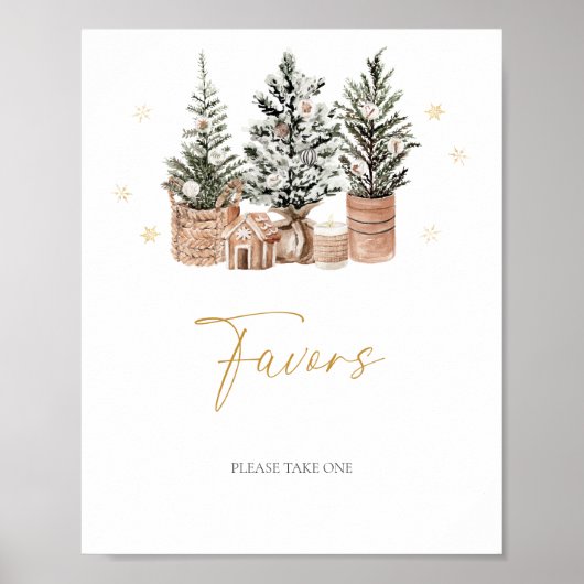 Winter Rustikale Weihnachtsbaumen Favoriten Poster (Vorne)