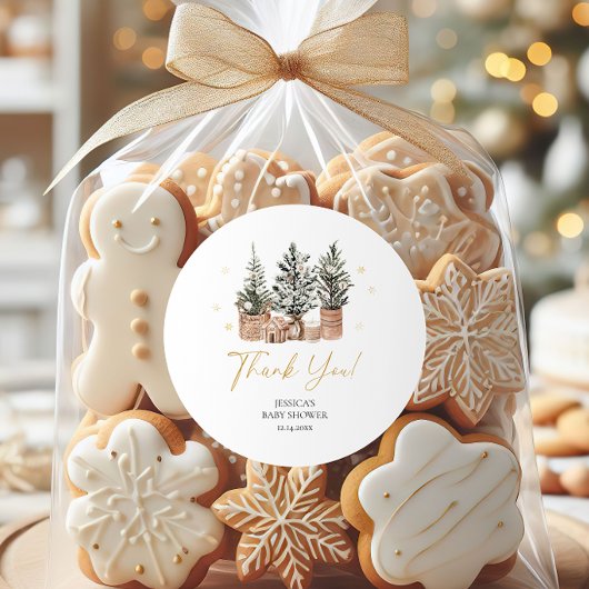 Winter Rustikale Weihnachtsbaumen Kinderdusche Runder Aufkleber