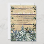 Winter Rustikaler Holzwald Wasserfarben Babydusche Einladung (Vorderseite)