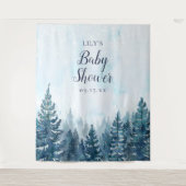 Winter Rustikaler Pinienwald Kinderdusche Foto Pro Wandteppich (Vorderseite)