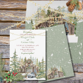 Winter Rustikaler Stall im Wald Einladung zur Hoch