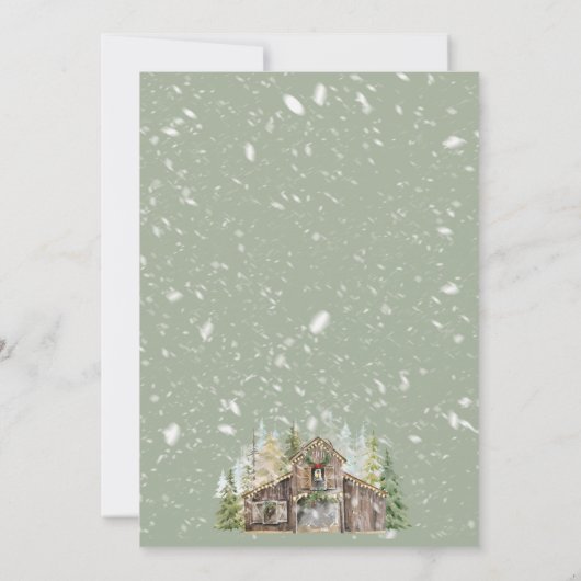 Winter Rustikaler Stall im Wald Einladung zur Hoch (Rückseite)