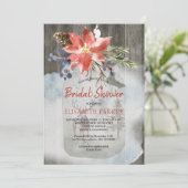 Winter Rustikales Brautparty mit Blumenholz Einladung (Stehend Vorderseite)