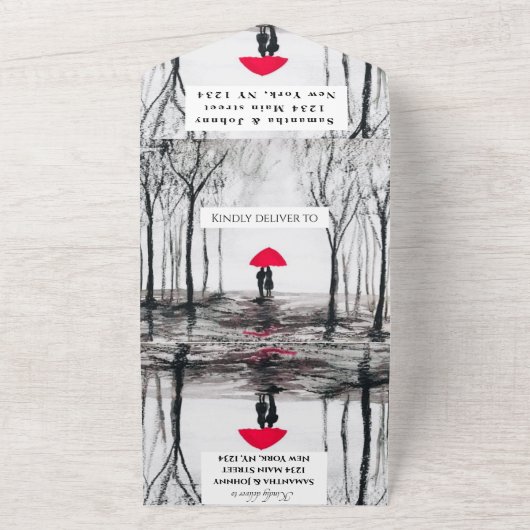 Winter Rustikales Holz Couple Birch Country All In One Einladung (Außenbereich)