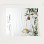 Winter Rustikales Pine Trees Lantern Hochzeitssemb Wandteppich (Vorderseite (Horizontal))