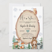 Winter Rustikales Wald, das er oder sie Geschlecht Einladung (Vorderseite)