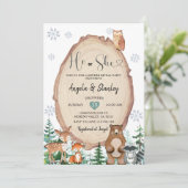 Winter Rustikales Wald, das er oder sie Geschlecht Einladung (Stehend Vorderseite)