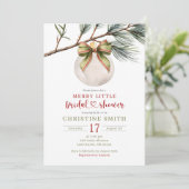 Winter Sage Green Bow Merry Little Brautparty Einladung (Stehend Vorderseite)