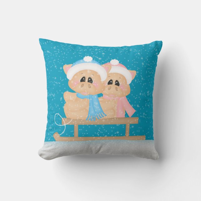 Winter Saison Schweine Holiday throw Kissen (Vorderseite)