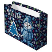 Winter Saison Snowman Große Geschenktüte (Rückseite Schrägansicht)