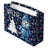 Winter Saison Snowman Große Geschenktüte (Rückseite Schrägansicht)