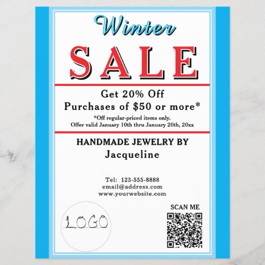 Winter Sale Jewelry Blue White Heart Flyer (Vorne)