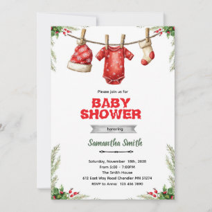 Winter-Santa-Baby-Shower-Einladung Einladung