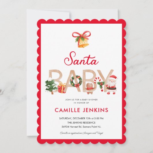 Winter Santa Baby Shower Invitation Einladung (Vorderseite)