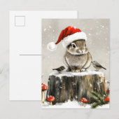 Winter Santa Bunny Wonderland Ankündigungspostkarte (Vorne/Hinten)