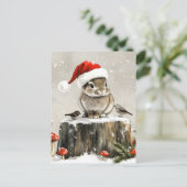 Winter Santa Bunny Wonderland Ankündigungspostkarte (Stehend Vorderseite)