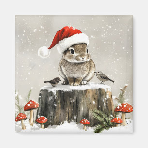 Winter Santa Bunny Wonderland Magnet