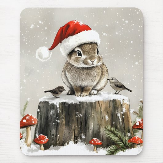 Winter Santa Bunny Wonderland Mousepad (Vorne)